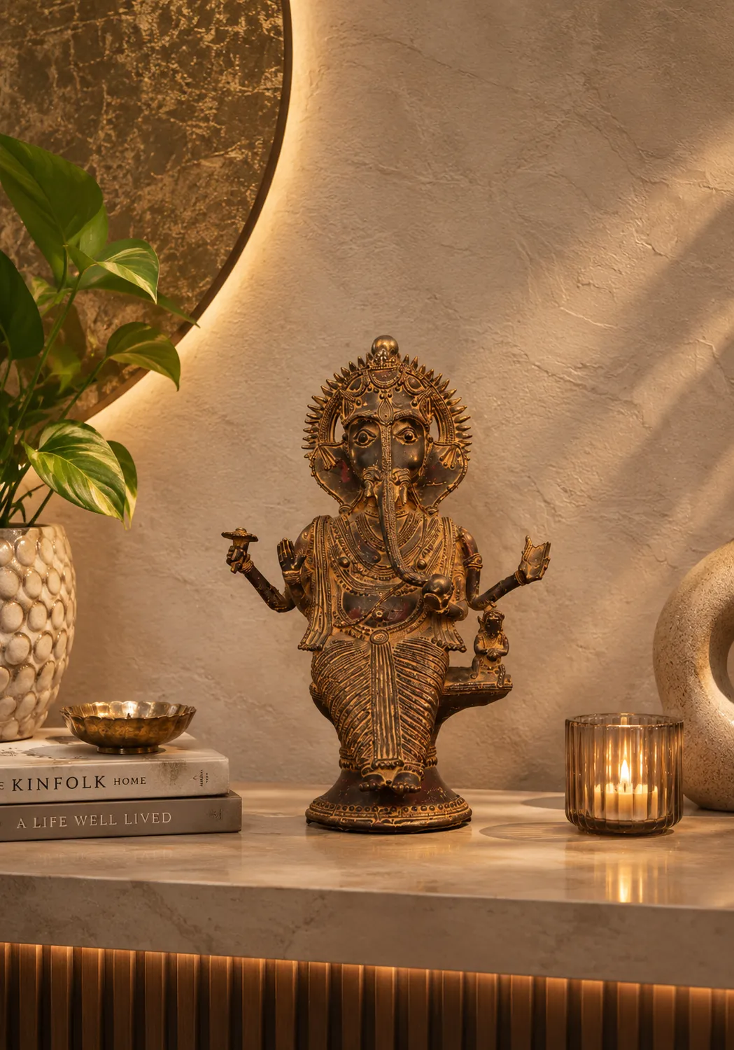 Traditional Lord Ganesha Decorative Idol with Intricate Detailing