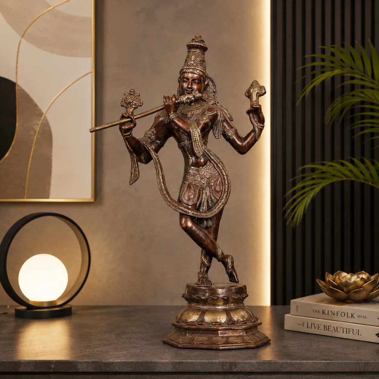 Decorative Bronze Metal Lord Krishna Idol