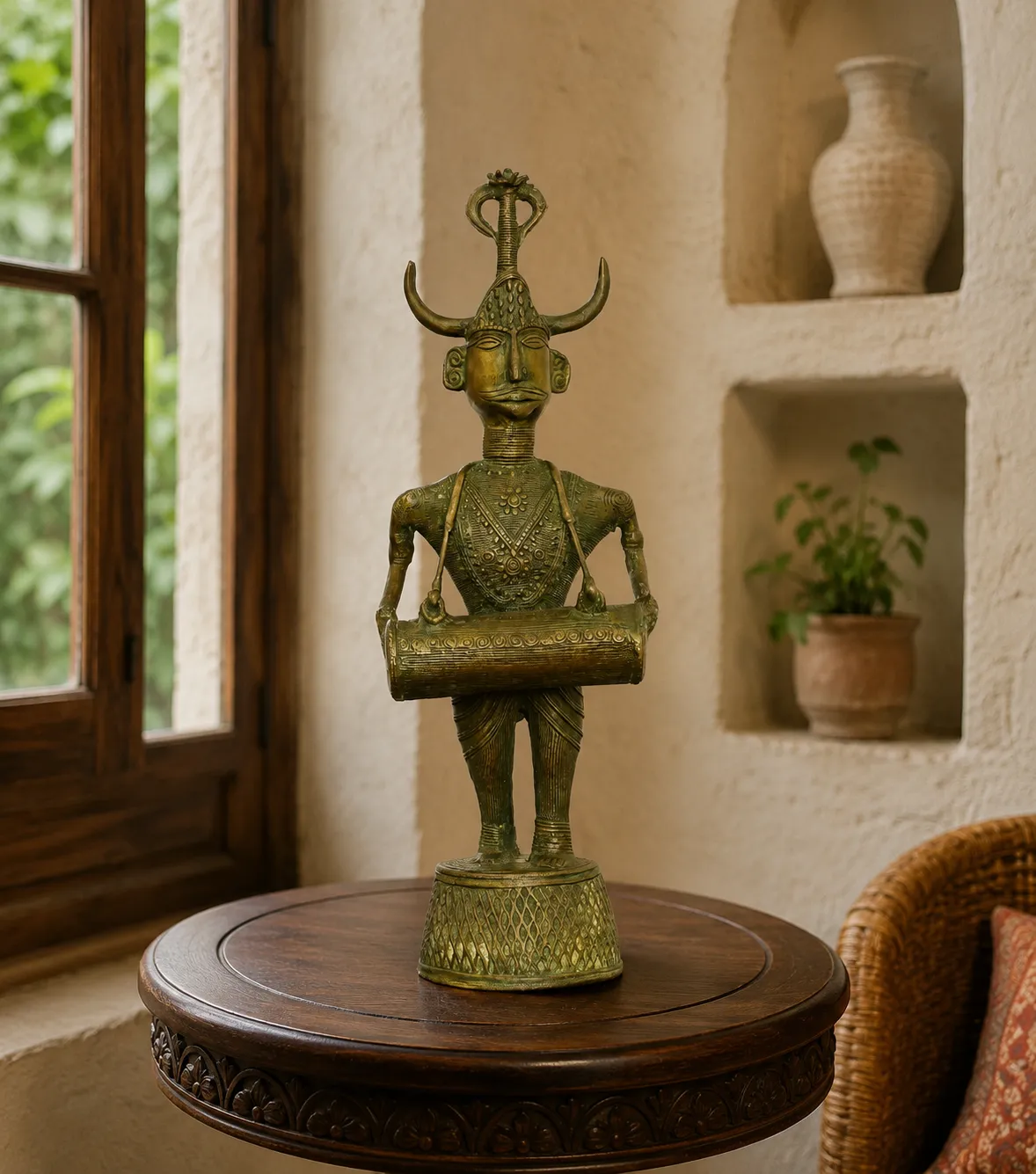 Handcrafted Dhokra Bronze Tribal Drummer Figurine