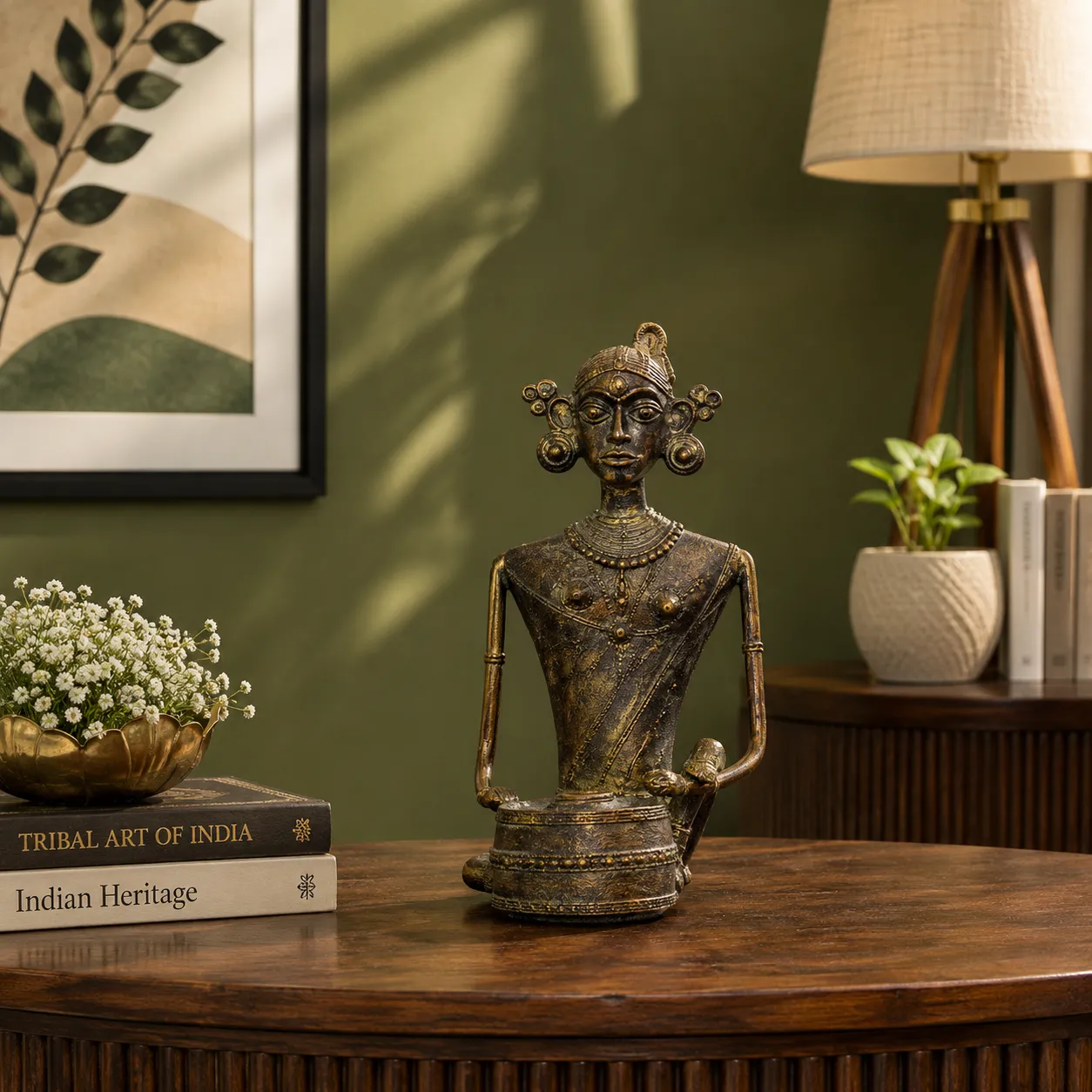 Dhokra Bronze Tribal Woman with Pot: A Portrait of Everyday Grace
