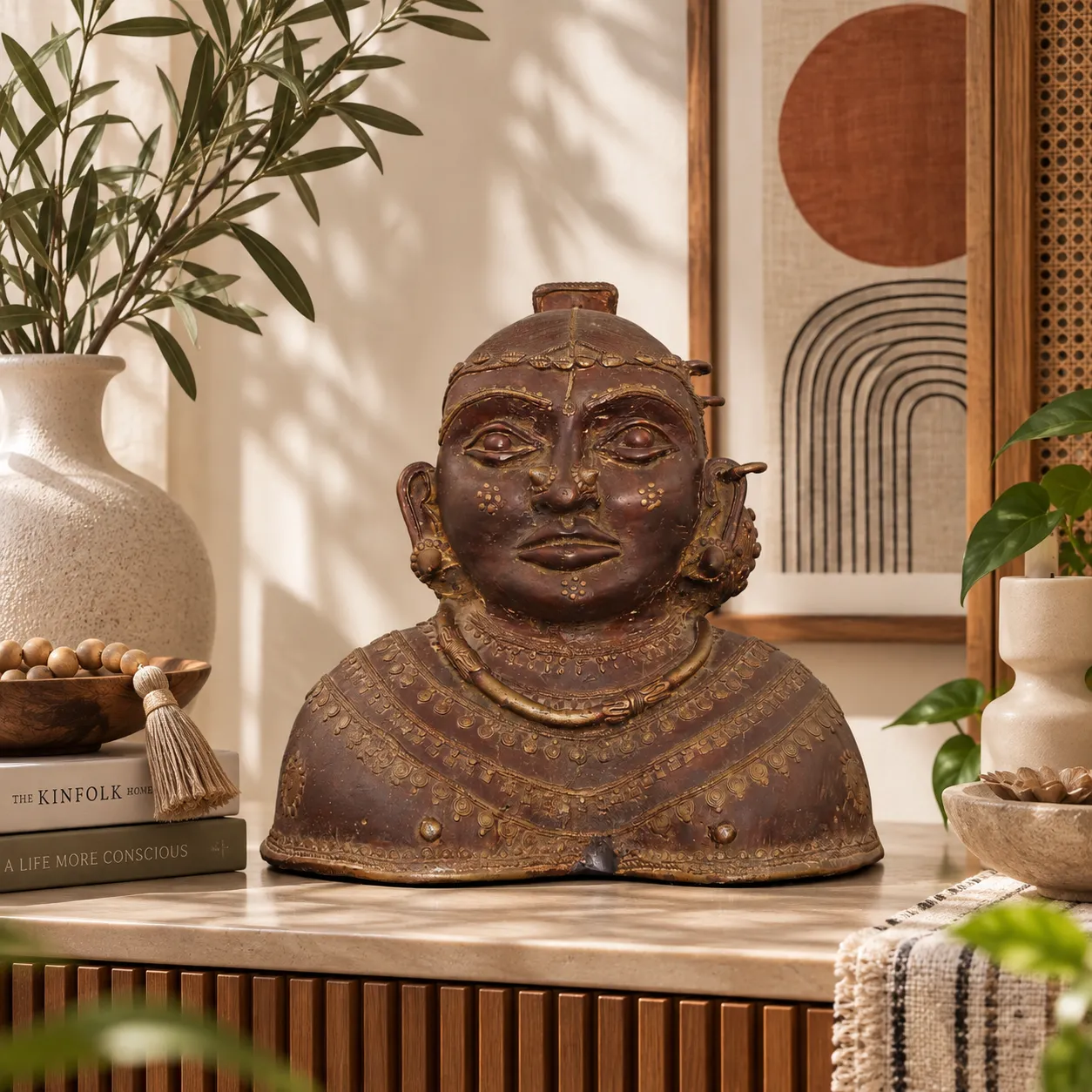 Bronze Tribal Warrior Bust Figurine: A Symbol of Strength and Heritage