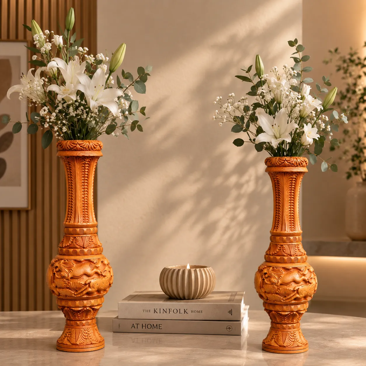 Traditional Carved Flower Vases