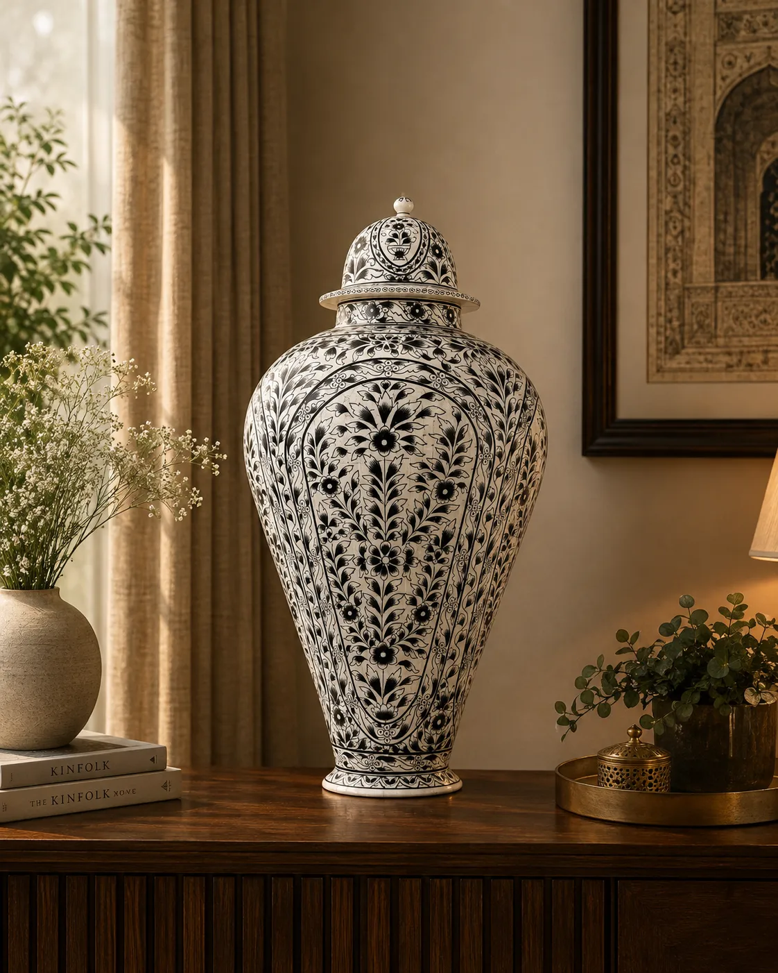 Hand-Painted Ceramic Floral Urn: A Timeless Blend of Elegance and Craftsmanship