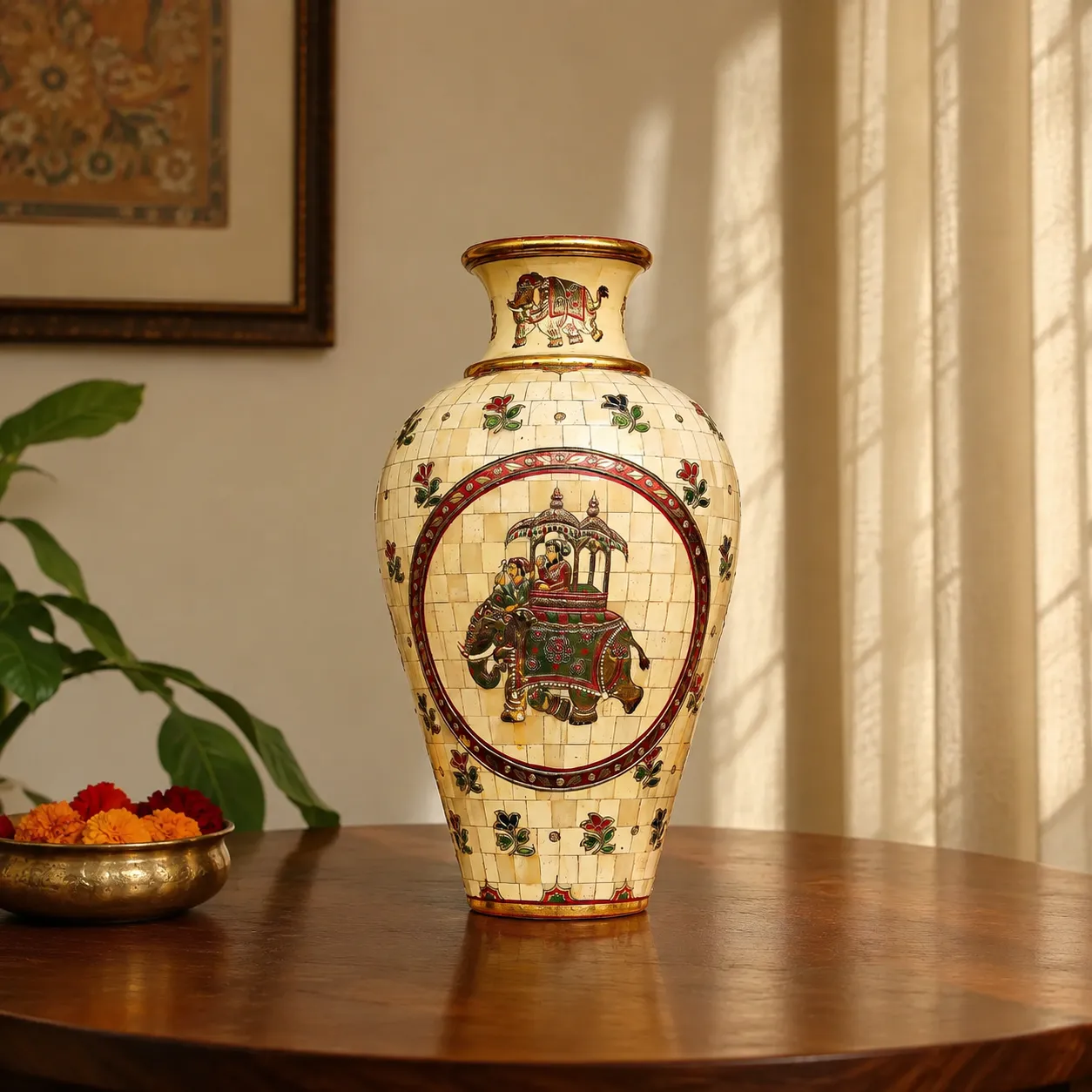 Hand-Painted Black and White Ceramic Urn: A Touch of Classic Beauty
