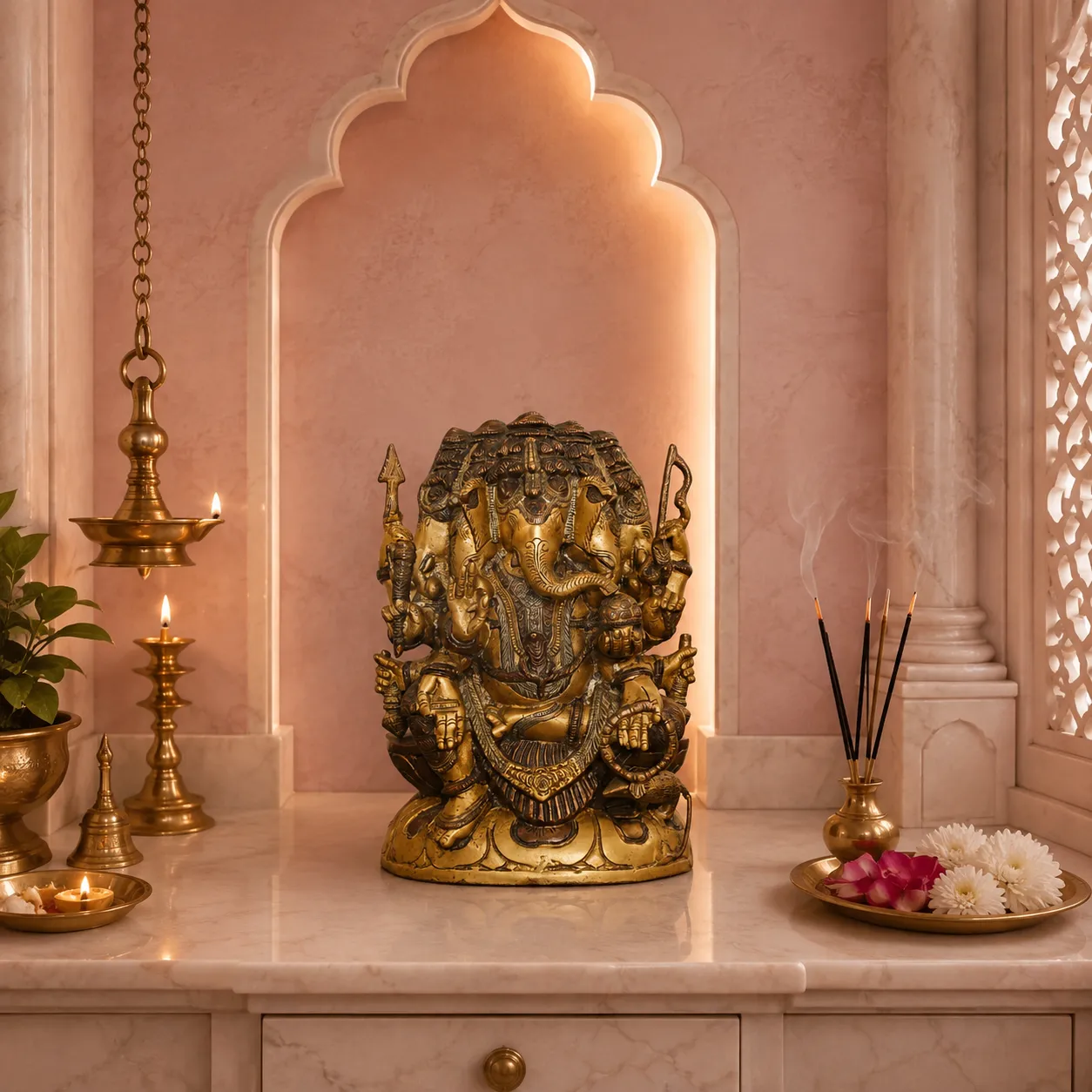 Antique Finish Brass Lord Ganesha Idol
