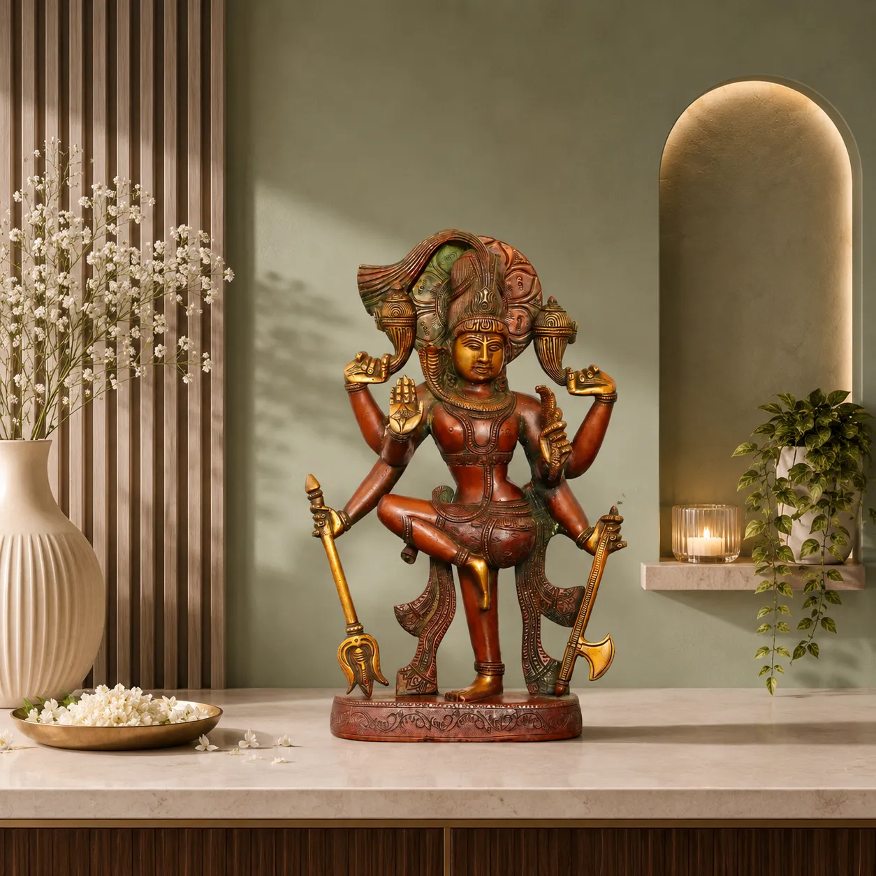 Antique Finish Brass Ardhanarishvara Idol