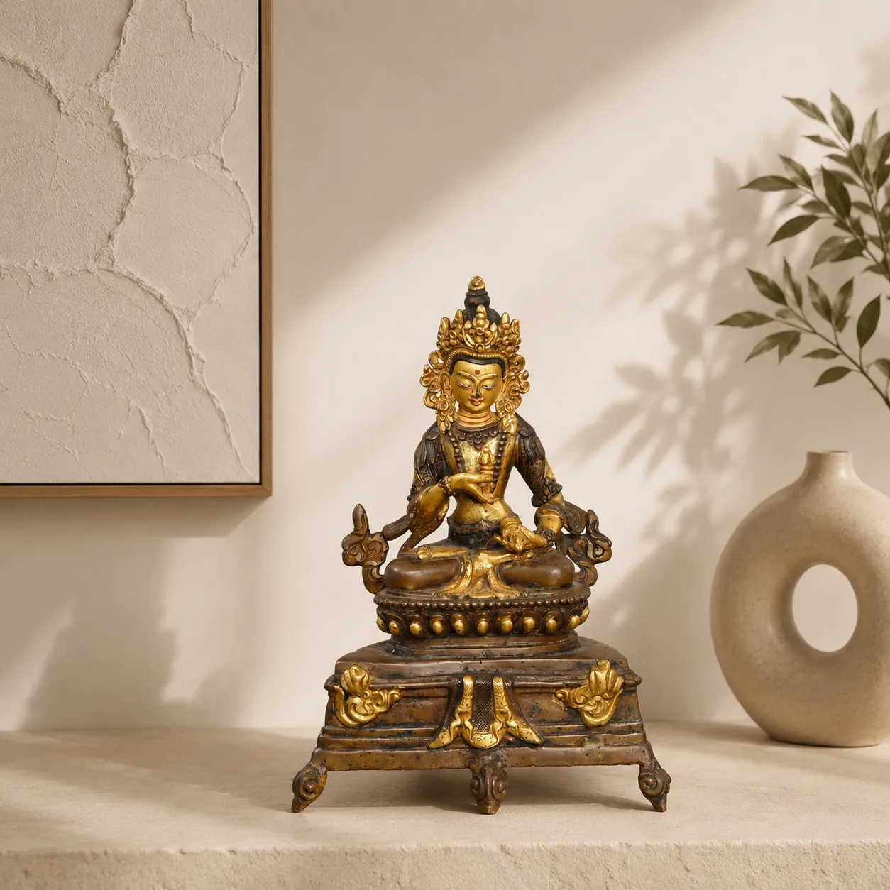 Antique Finish Brass Buddhist Deity Idol