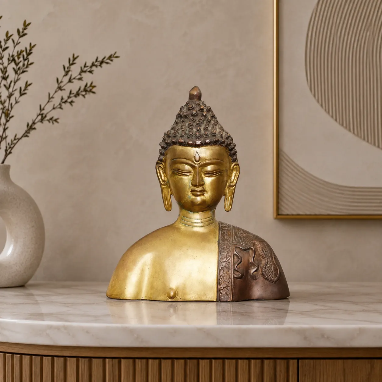 Brass Metal Buddha Bust Idol
