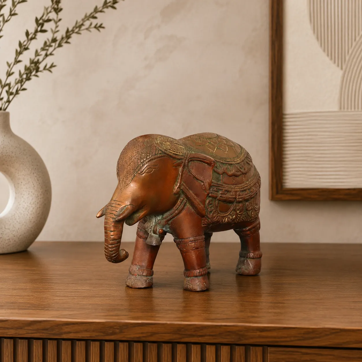 Antique Finish Brass Decorative Elephant Figurine