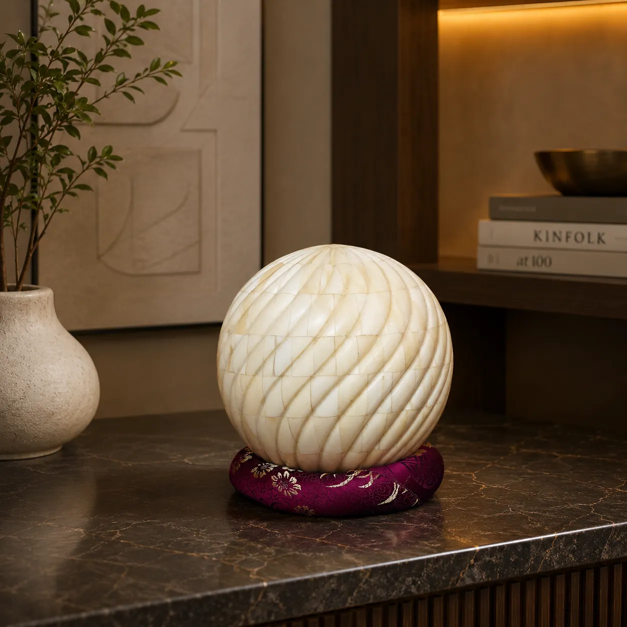 Bone Inlay Decorative Sphere