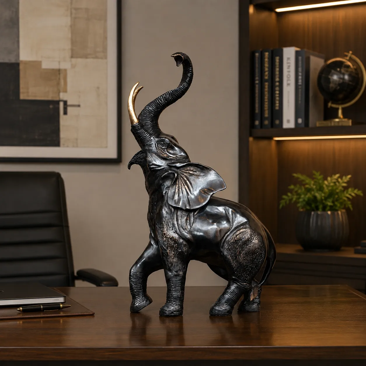 Wood Decorative Elephant Sculpture