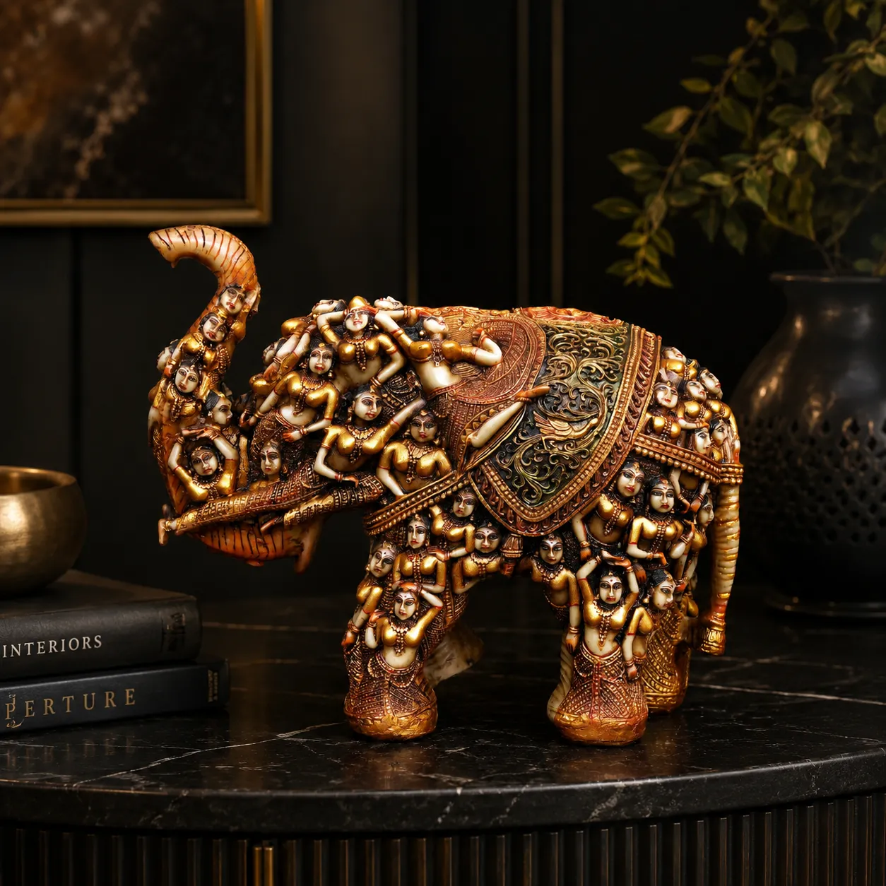 Painted Resin Decorative Elephant Sculpture