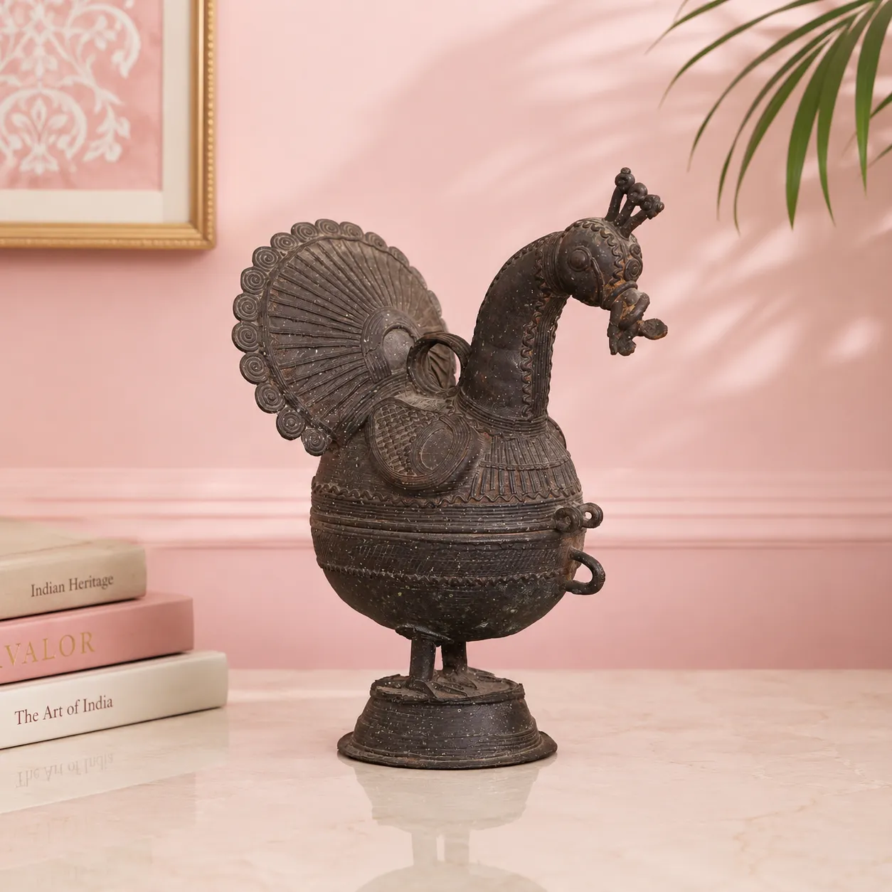 Cast Brass Peacock Sculpture