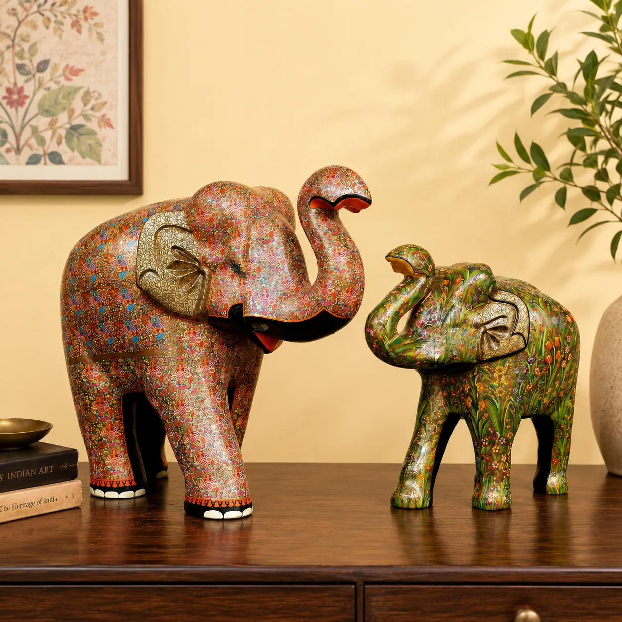 Papier Mache Painted Elephant Sculpture