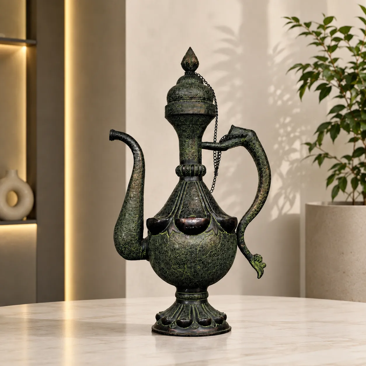 Patinated Brass Decorative Ewer