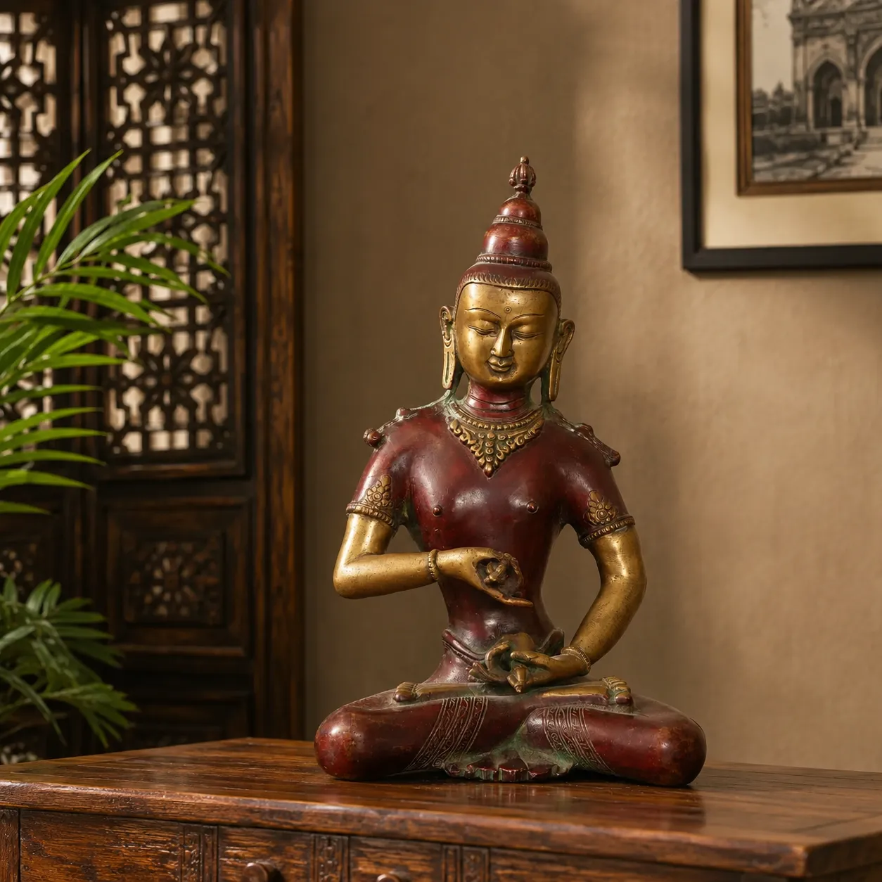 Cast Bronze Meditating Buddha Idol