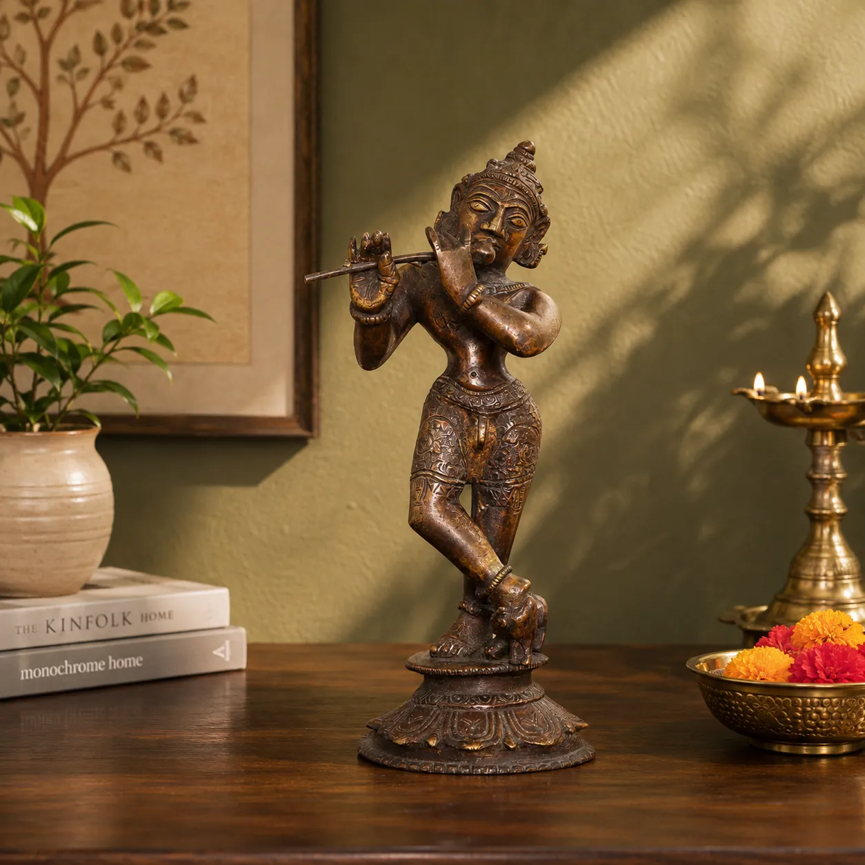 Solid Cast Brass Muralidhara Krishna Idol
