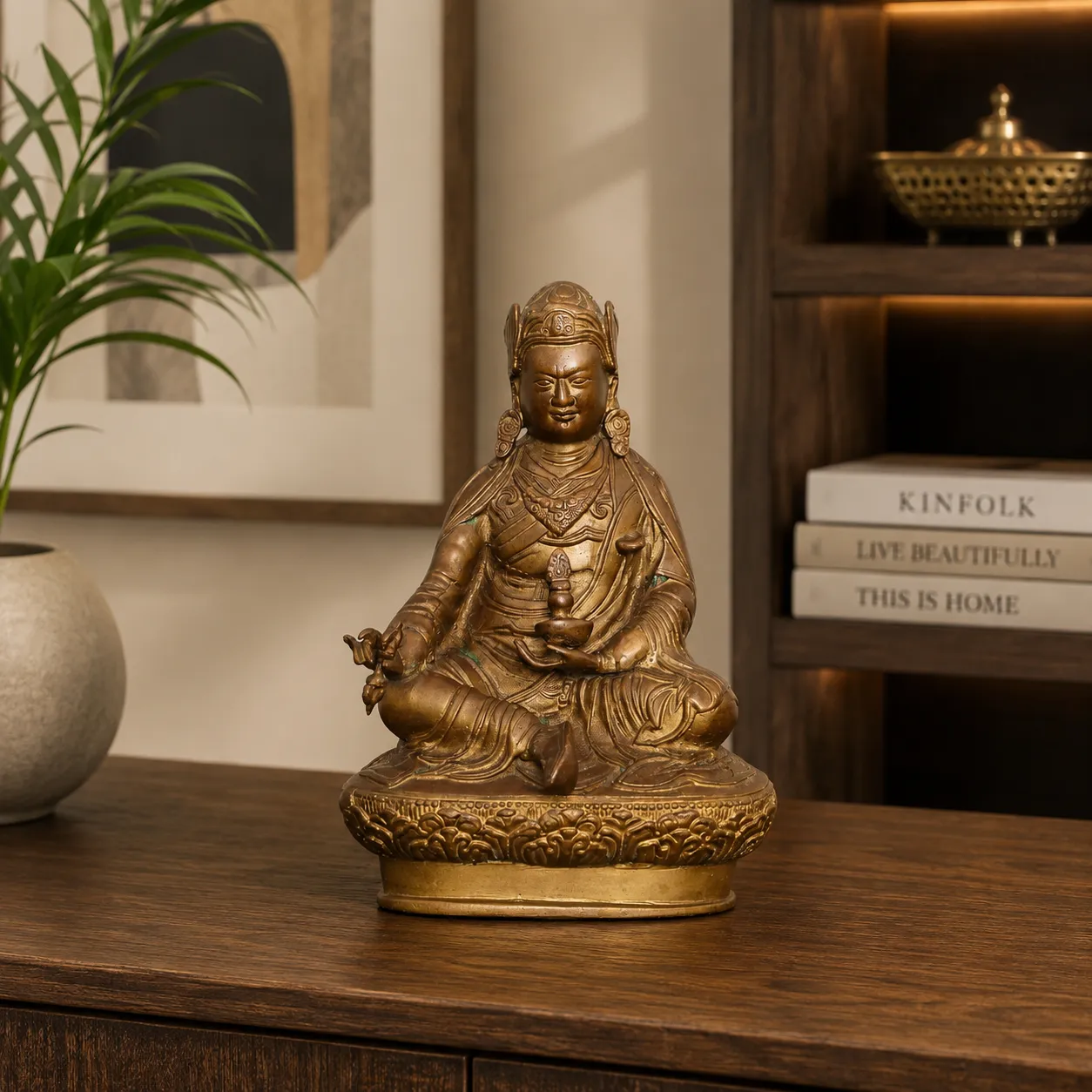 Solid Cast Brass Buddha Idol