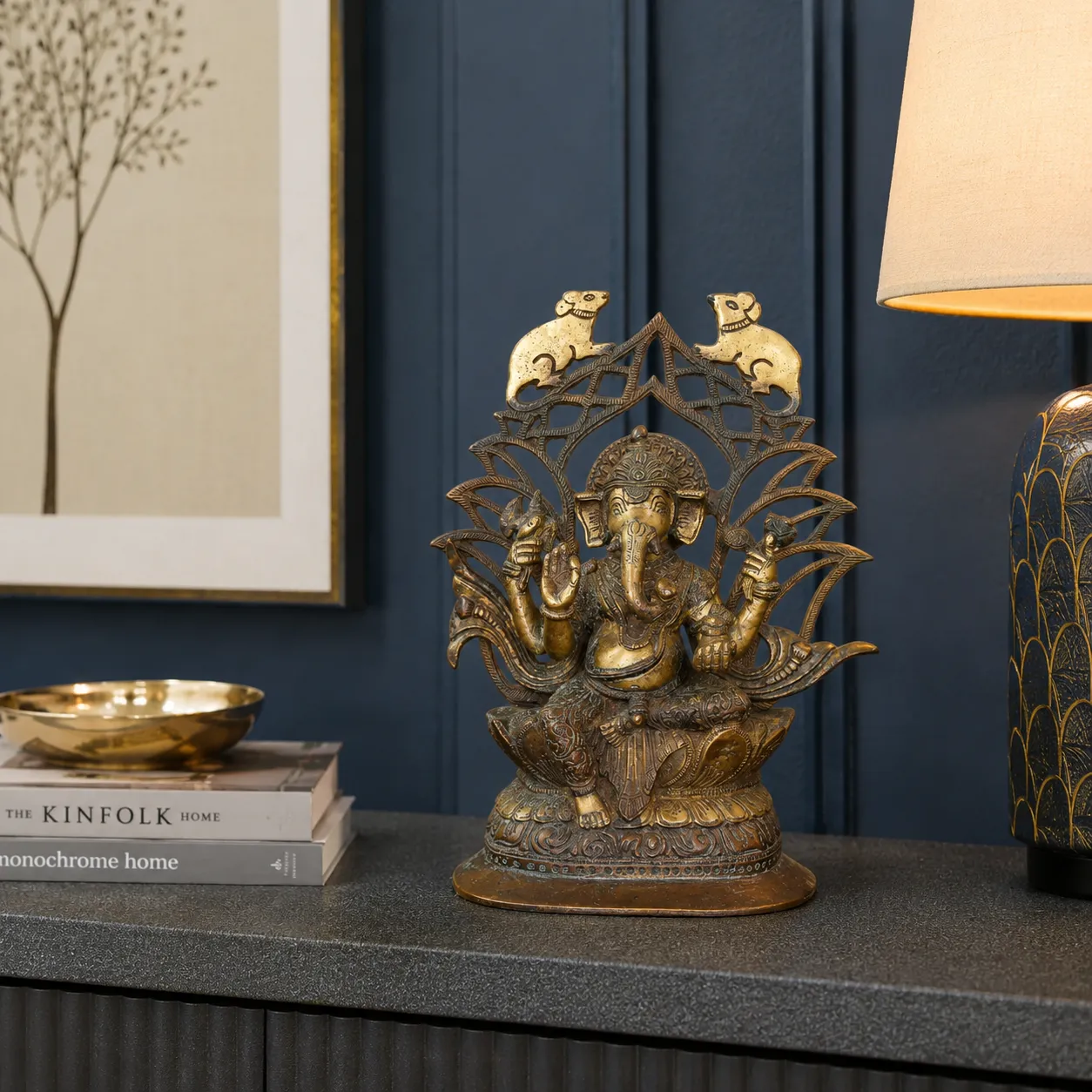 Solid Cast Brass Ganesha Idol