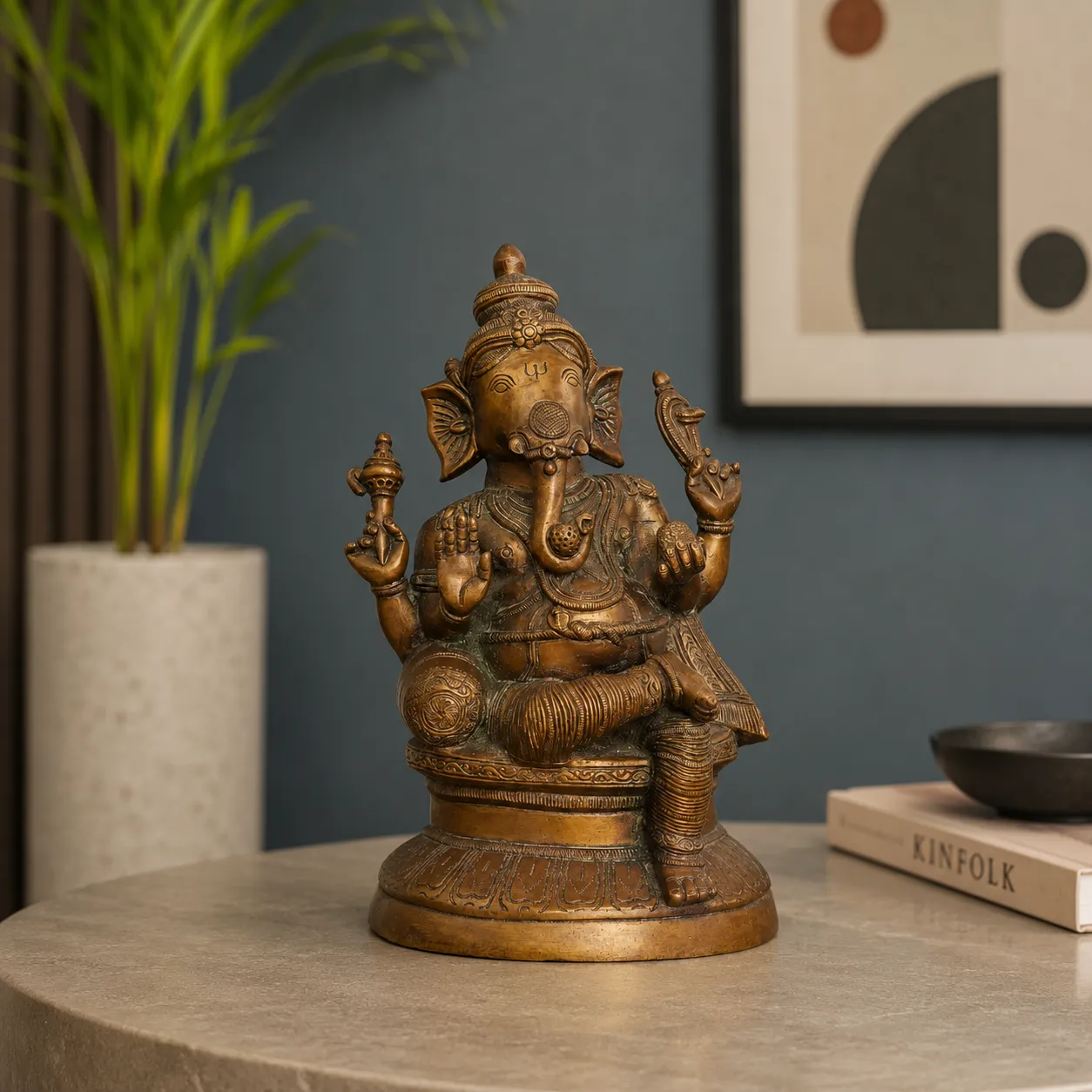 Solid Cast Brass Ganesha Idol