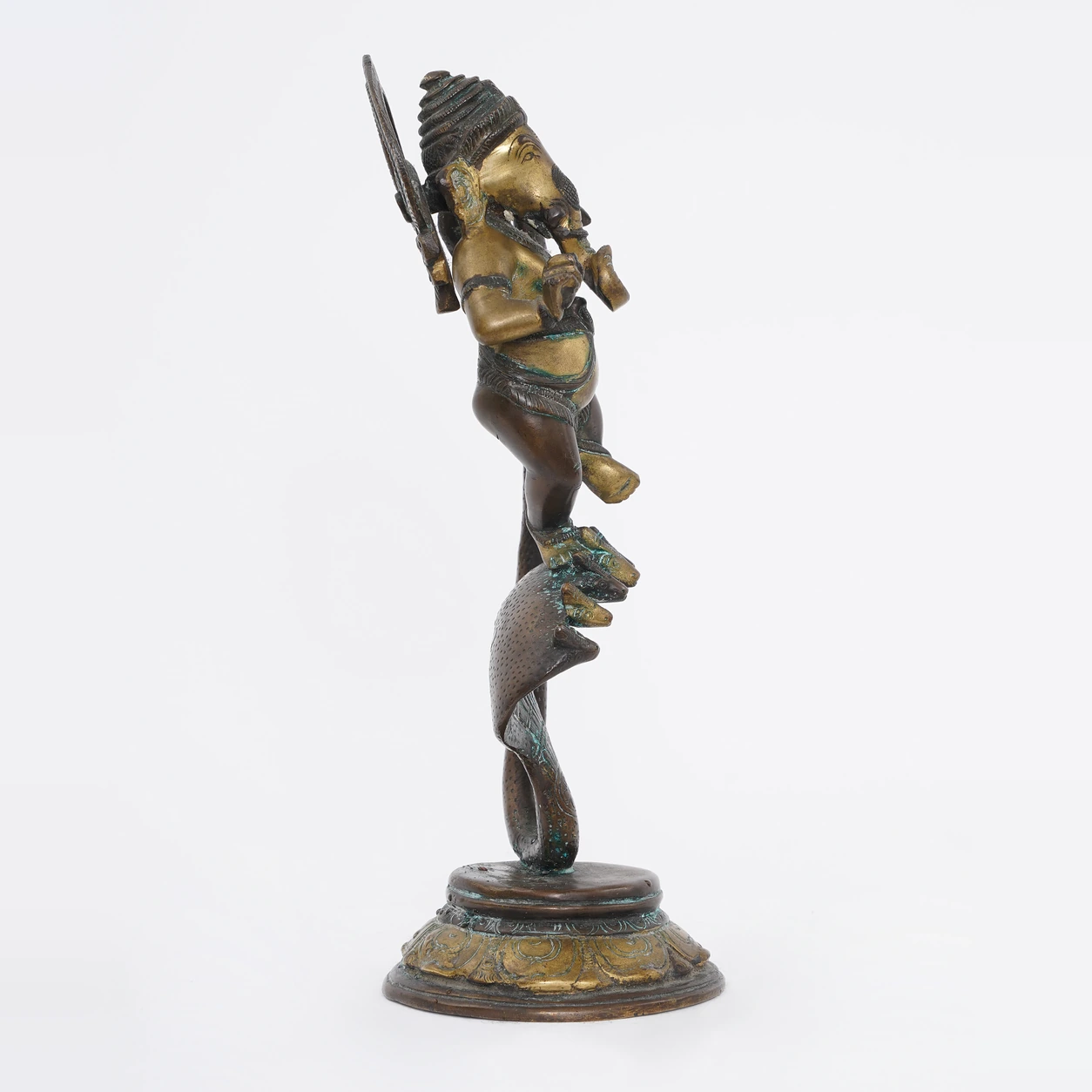 Solid Cast Brass Ganesha Kaliya Mardan idol - Image 4