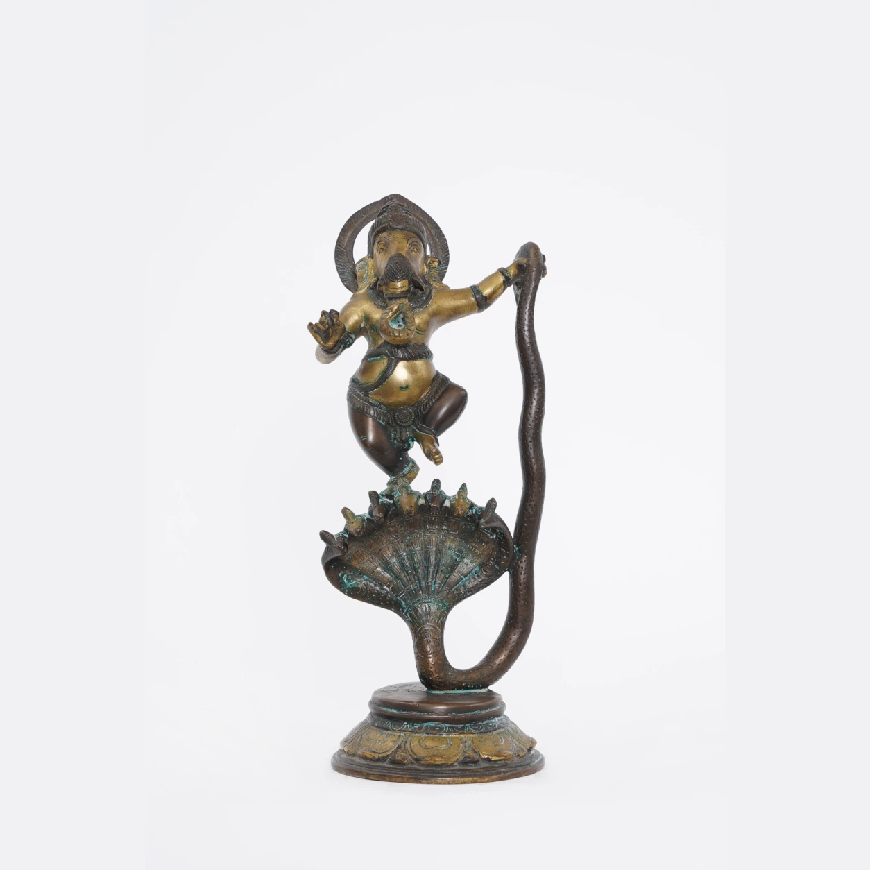 Solid Cast Brass Ganesha Kaliya Mardan idol - Image 2